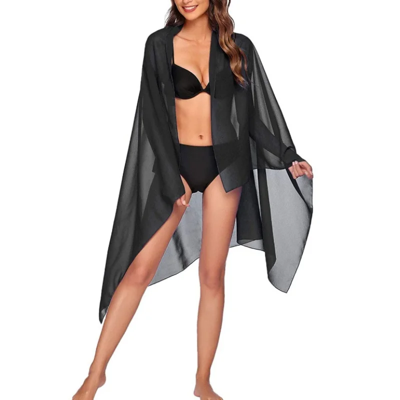 Damen Strand Langer Rock Chiffon Badeanzug Coverups Sommer Bikini Wrap Transparenter Schal für Bademode Cover Ups Sexy Bikini Wickelschals – Detail 6