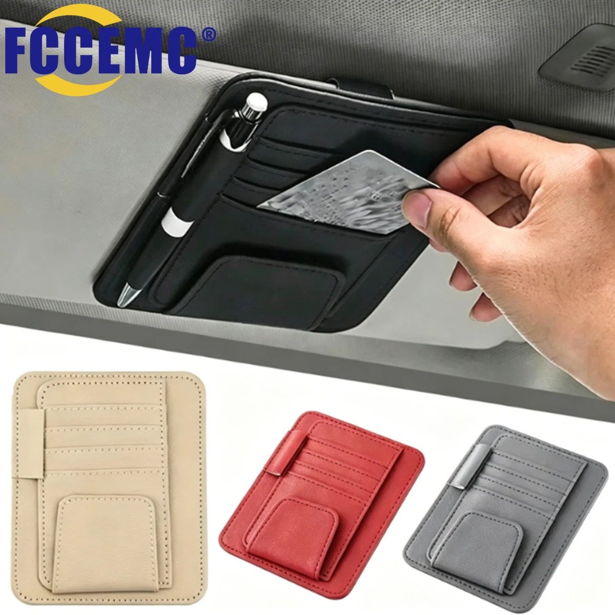 Car Sun Visor Storage Clip Multi-Pocket Business Card Management Sunglasses Holder Visor Organizer Auto Interior Accessories