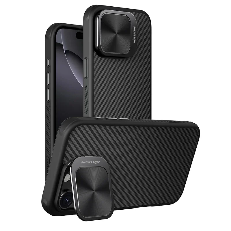 

Чехол MagSafe для iPhone 16 Pro Max, чехол NILLKIN CarboProp из арамидного волокна, магнитный чехол с держателем для телефона, чехол для камеры для iPhone 16 Pro