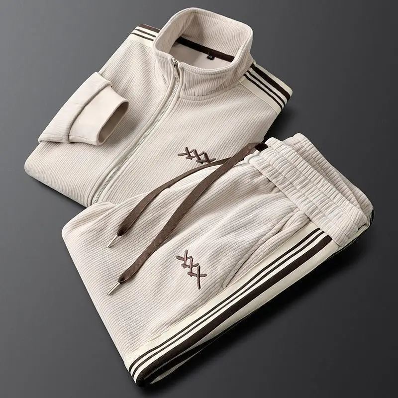 

New Spring and Autumn Sports Suit Men's Fashion Loose Long Sleeve Jacket Versatile Casual Pants Letter Trend Two-piece Set