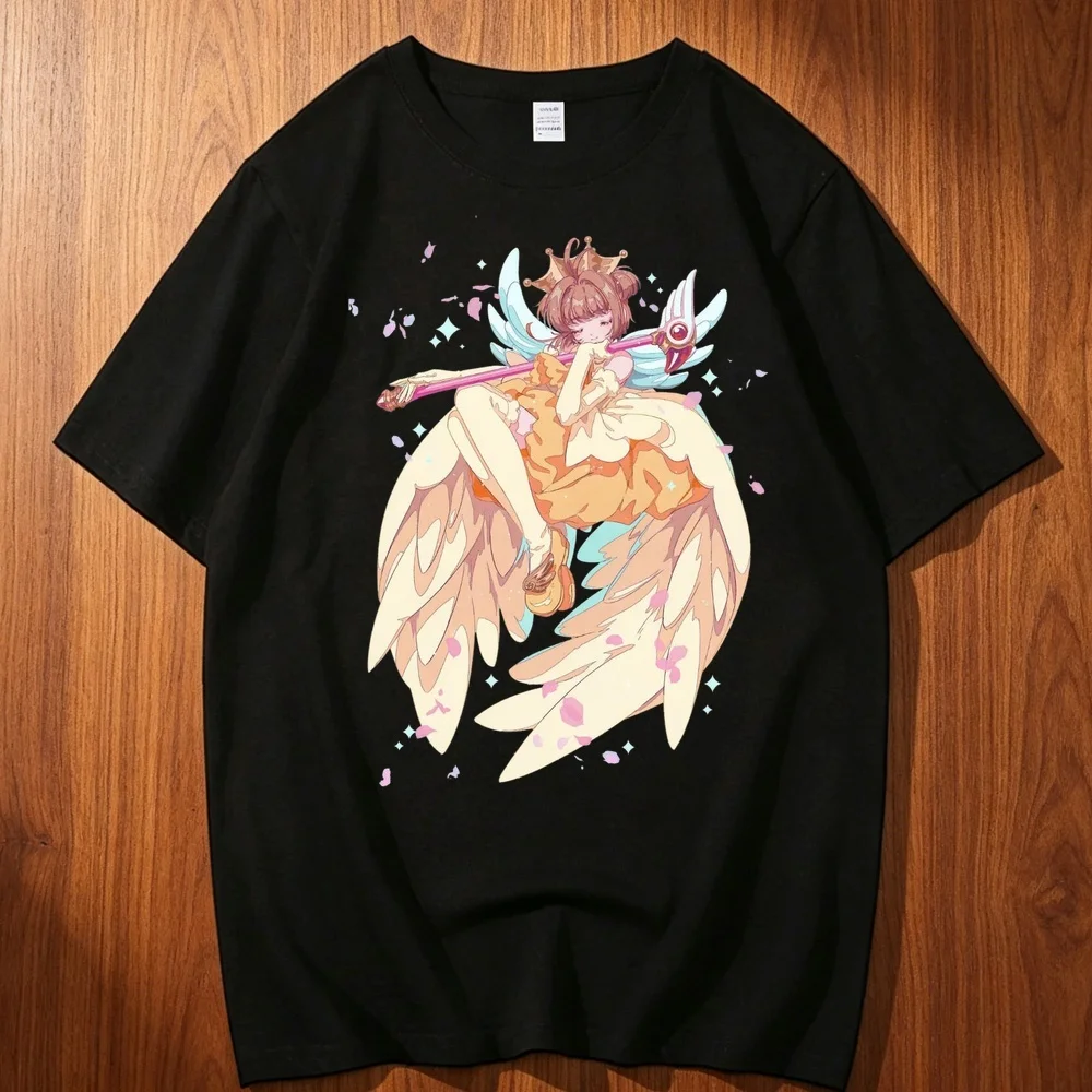 Cardcaptor Sakura cotton shirt men 80s Psychedelic korean clothes Breathable tshirt Trendy Colorful Breathable 80s Pop Culture
