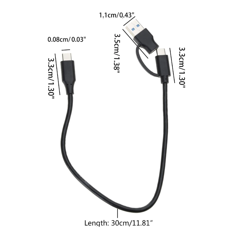 Multifunktionales 2-in-1-Ladekabel, USB USB-A/C-zu-C-Ladegerät, Datensynchronisierungskabel