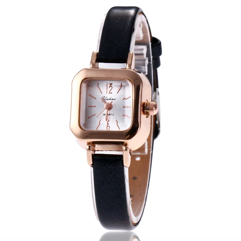 Reloj clásico sencillo con esfera cuadrada pequeña para mujer, relojes de pulsera de cuarzo elegantes Retro para mujer, reloj informal con correa de cuero para mujer