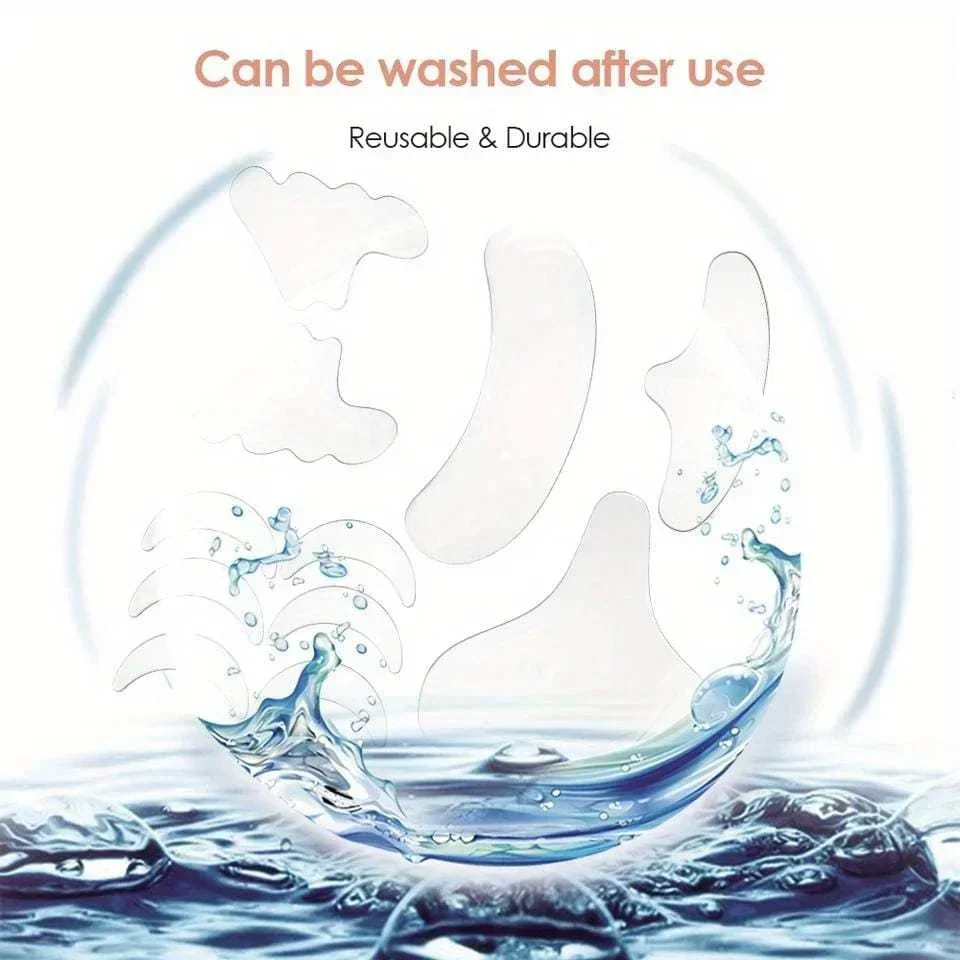 Autocollant réutilisable en Silicone pour l'élimination des rides, tampons autocollants pour le visage, le front, le cou et les yeux, Anti-rides, Anti-vieillissement, patchs de Lifting du visage