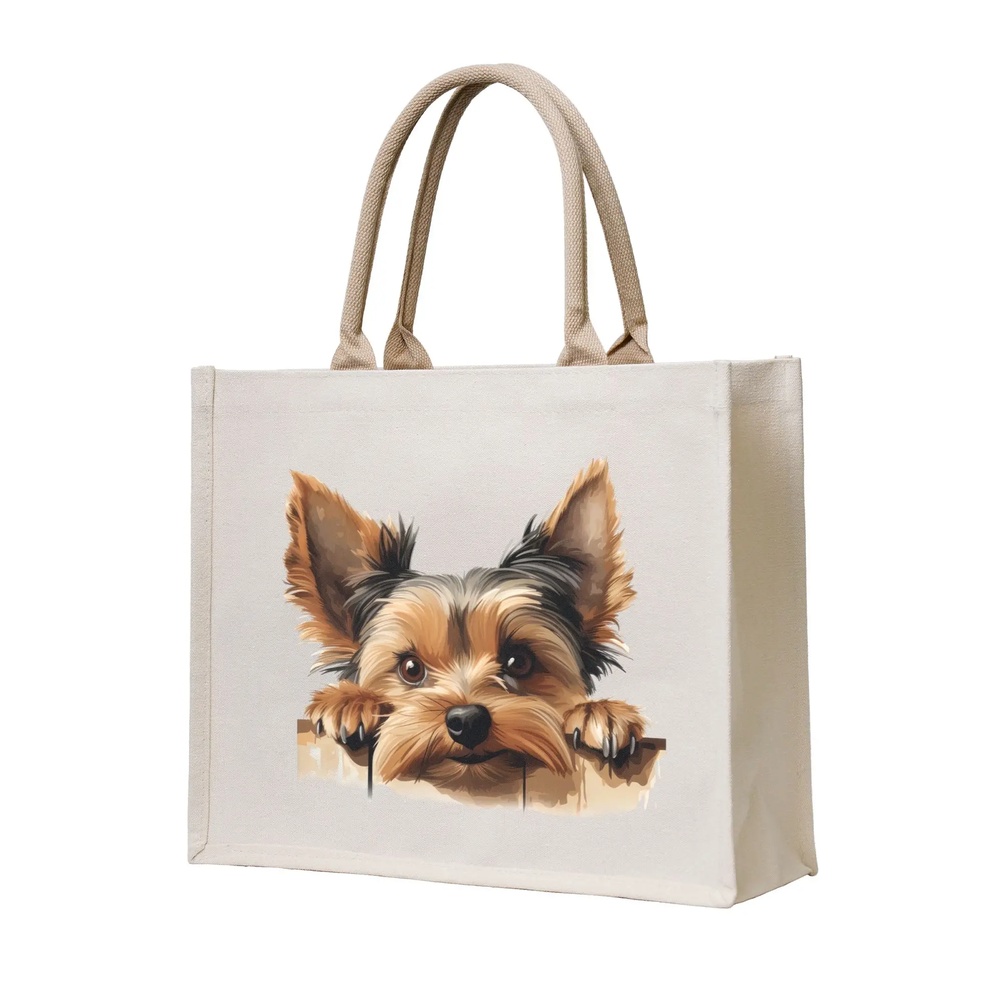 Cute Yorkshire Terrier Stars  Shopping Tote Bags Portable Yorkie Dog  Grocery Shoulder Shopper Bag