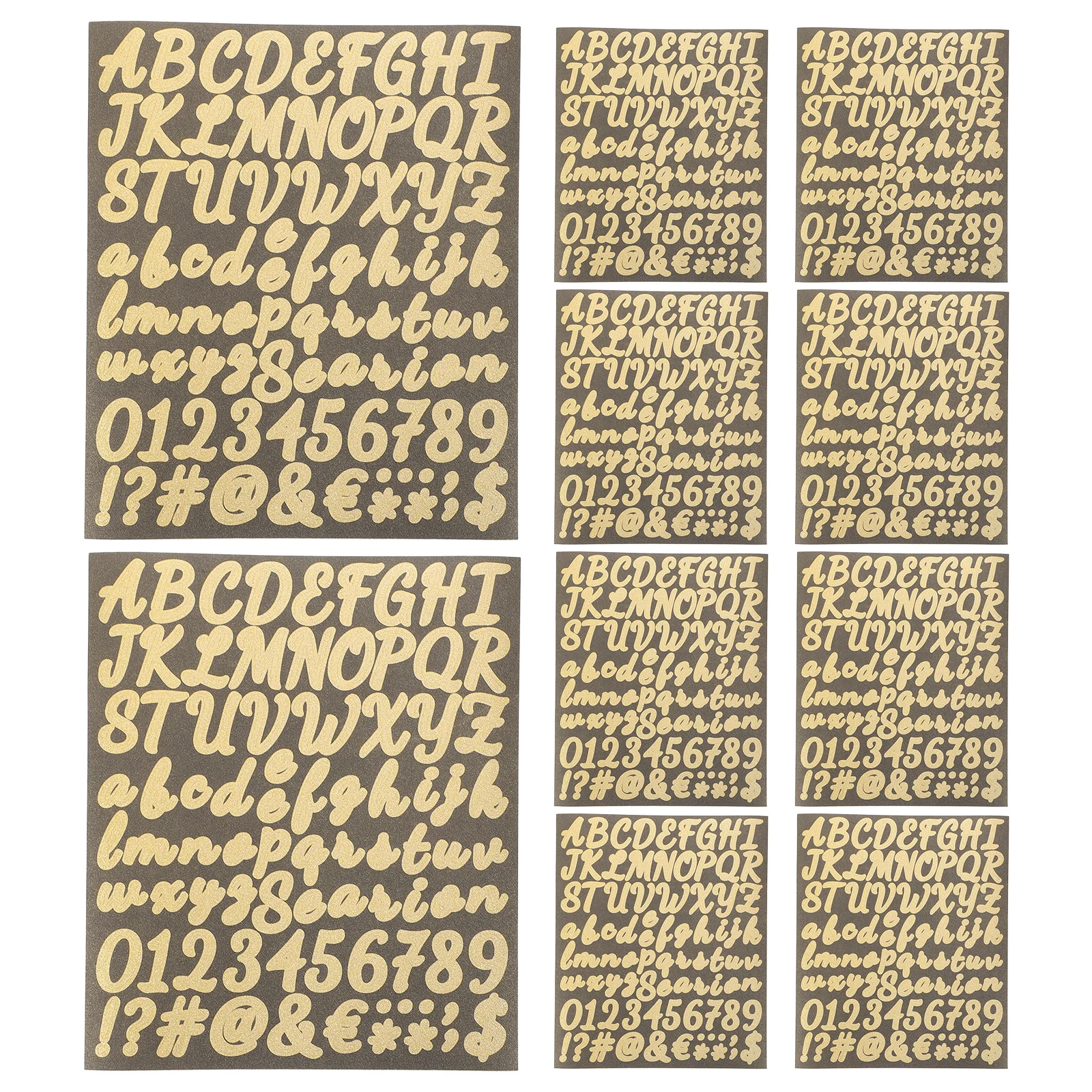 10 Sheets Golden Self Adhesive Alphabet Stickers Small Number Letters for Arts Crafts Scrapbooking Journals Planners Party