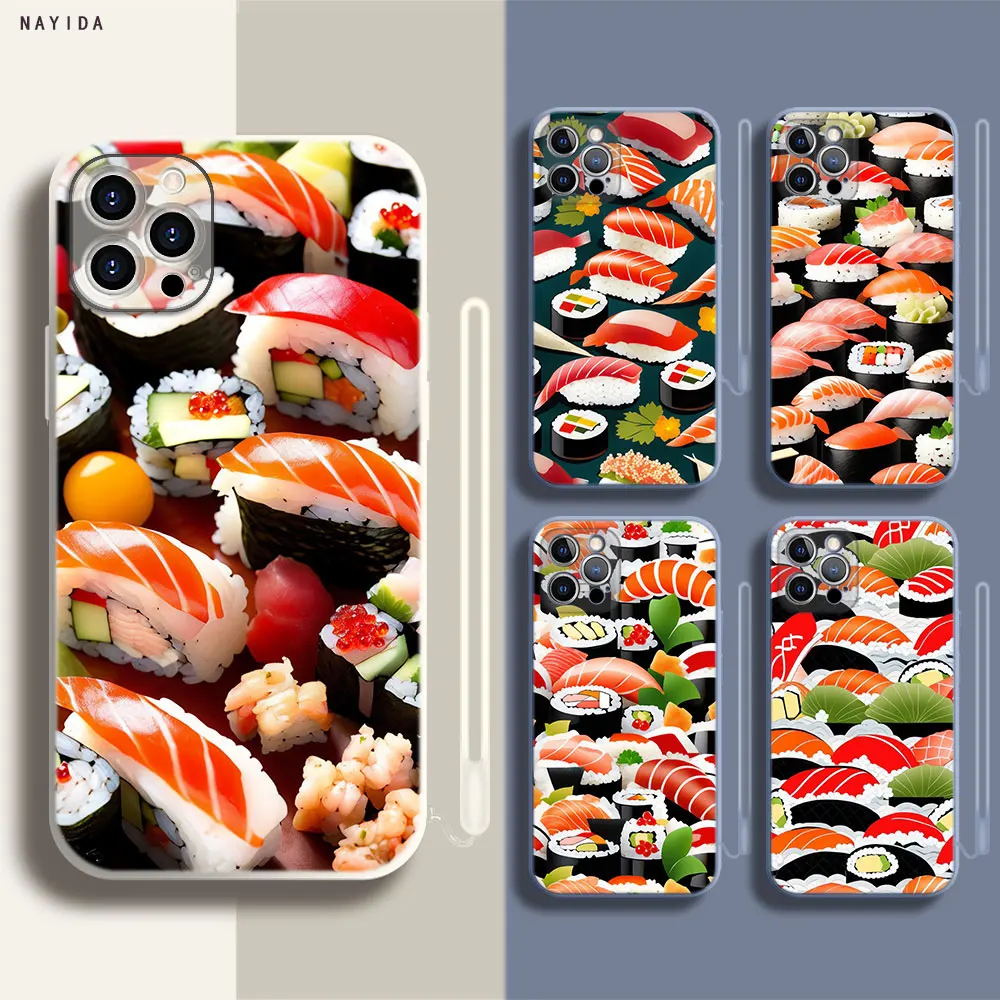 Soft Silicone Phone Case For Apple iPhone 15 14 13 12 11 Pro X XS Max XR Plus Mini Cover Japanese sushi