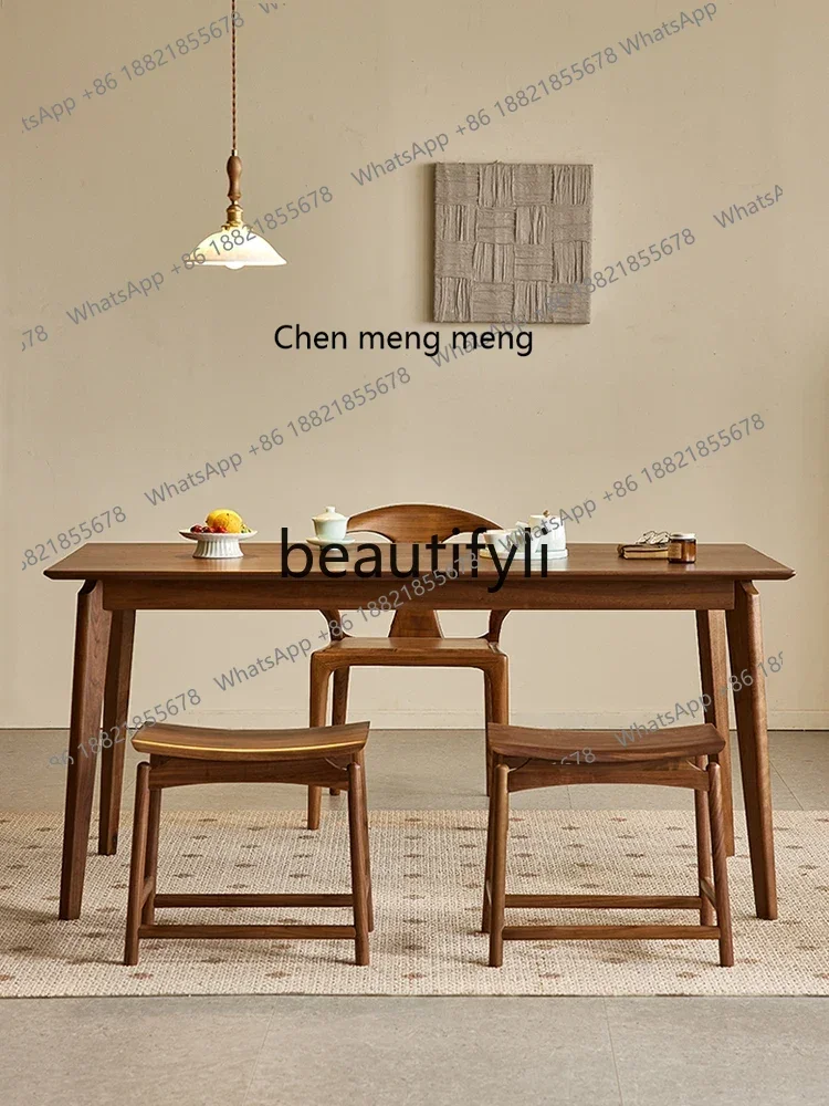 North American black walnut dining table Nordic simple all-solid wood rectangular household dining table2936