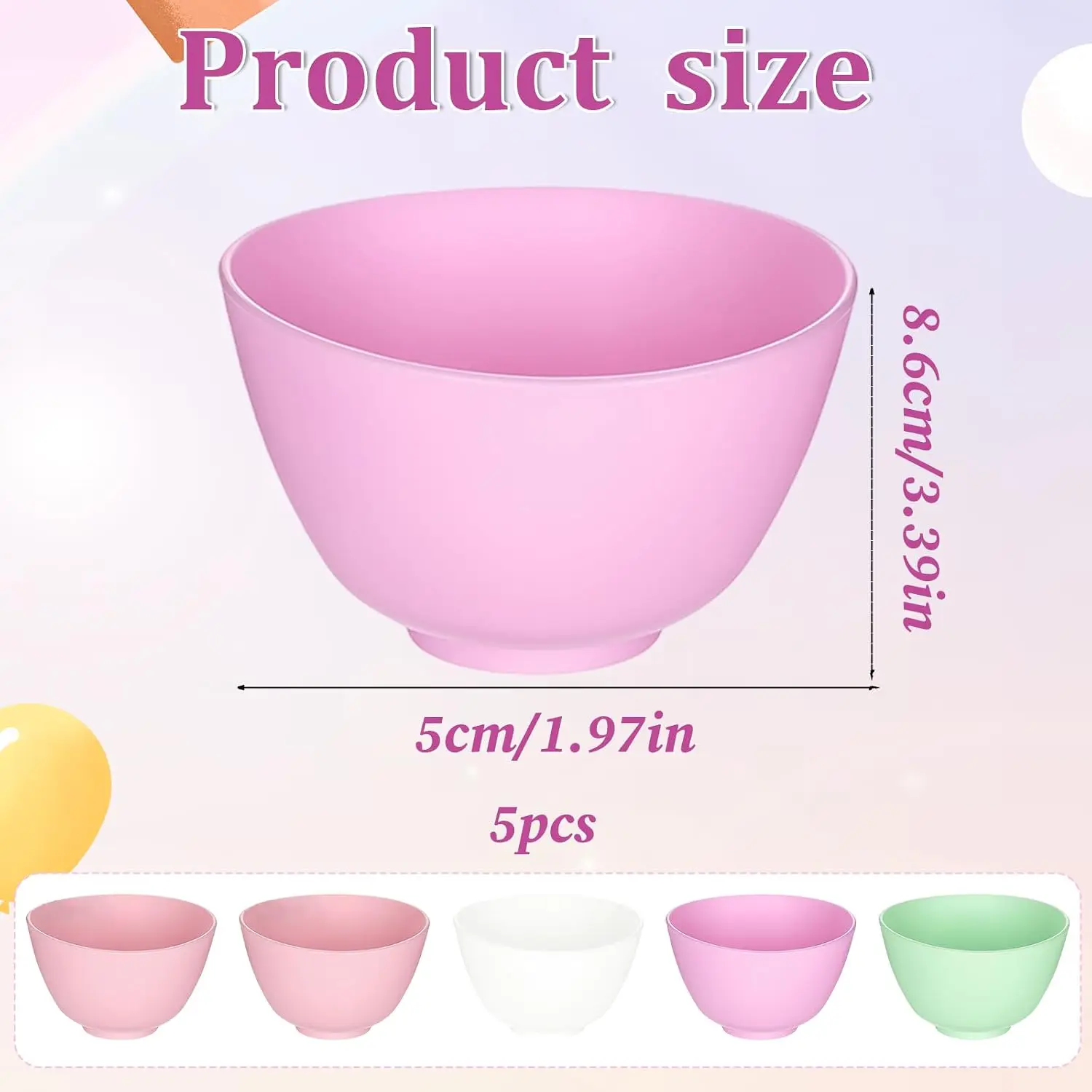 5PCS Silicone Facial Mask Mixing Bowls with 1PCS Scraper Multi Color Reusable Esthetician Bowls for Facial Mask and Skincare