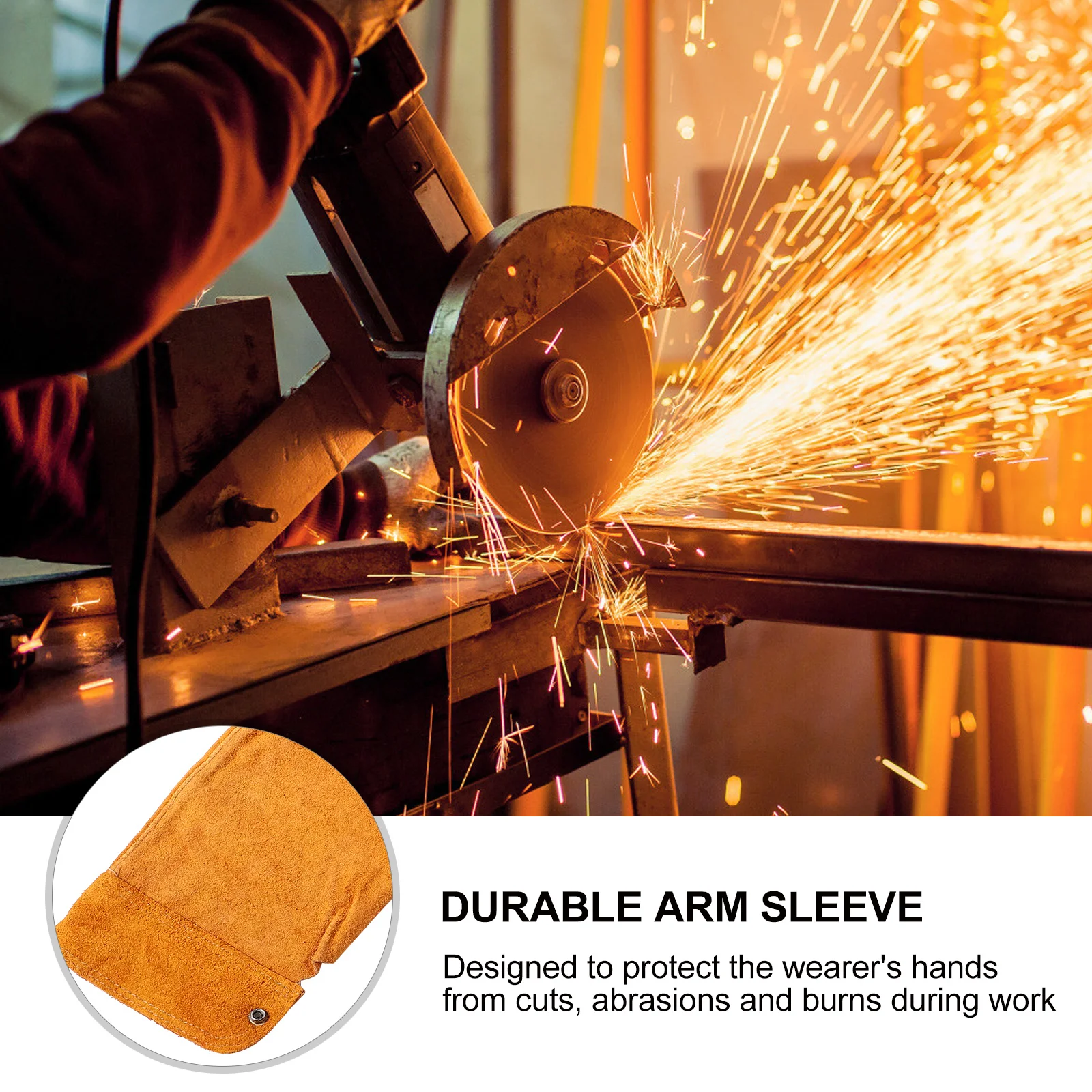 

1 Pair Cowhide Arm Sleeves Durable Heat Resistant Protective Oversleeves For Welding Kitchen Garden Farm Work Anti-Scalding Tool