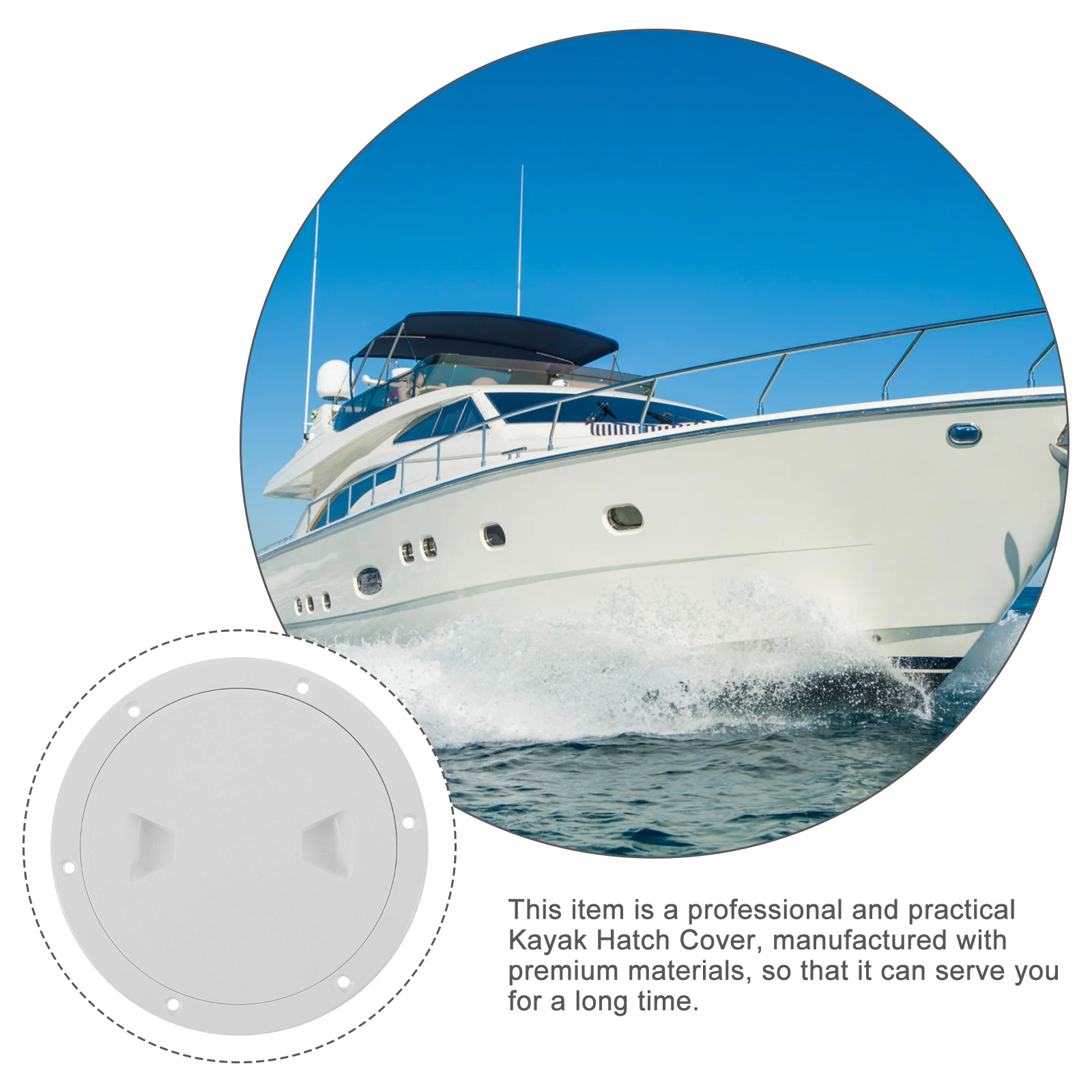 

6 Inch Deck Hatch Cover Round Non Slip White Hole Checking Lid Plate Covers Boat Yacht Accessories Kayak Durable ABS Practical