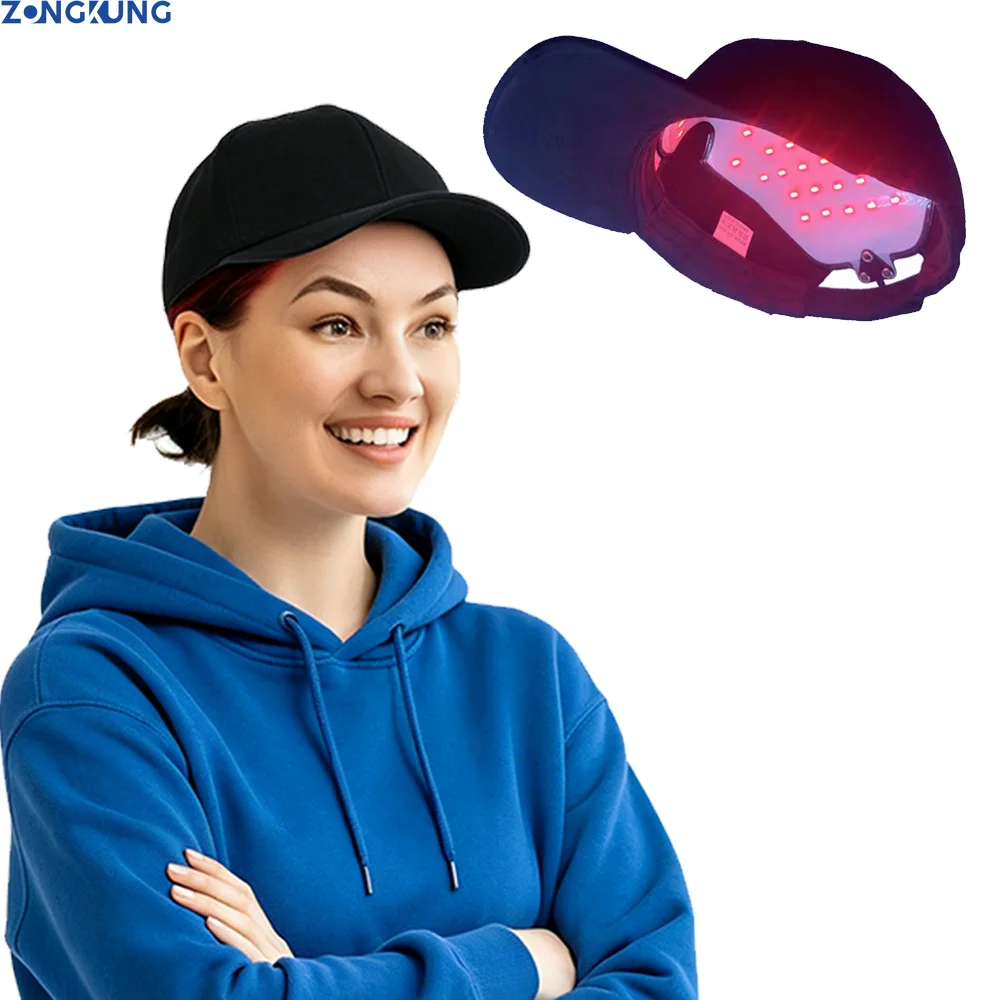 LED Red&Blue Light Cap Hair Fast Regrowth Hat Red Infrared Light Device for Hair Loss USB Charging Anti-hair