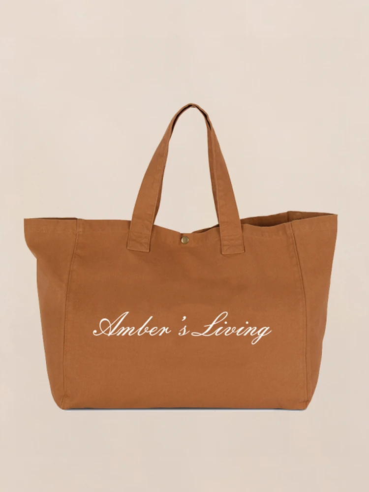 50pcs Custom Blue Canvas Tote Bag Large Capacity Women's Shoulder Bag Eco-friendly Reusable Shopping Tote Casual Daily Handbag