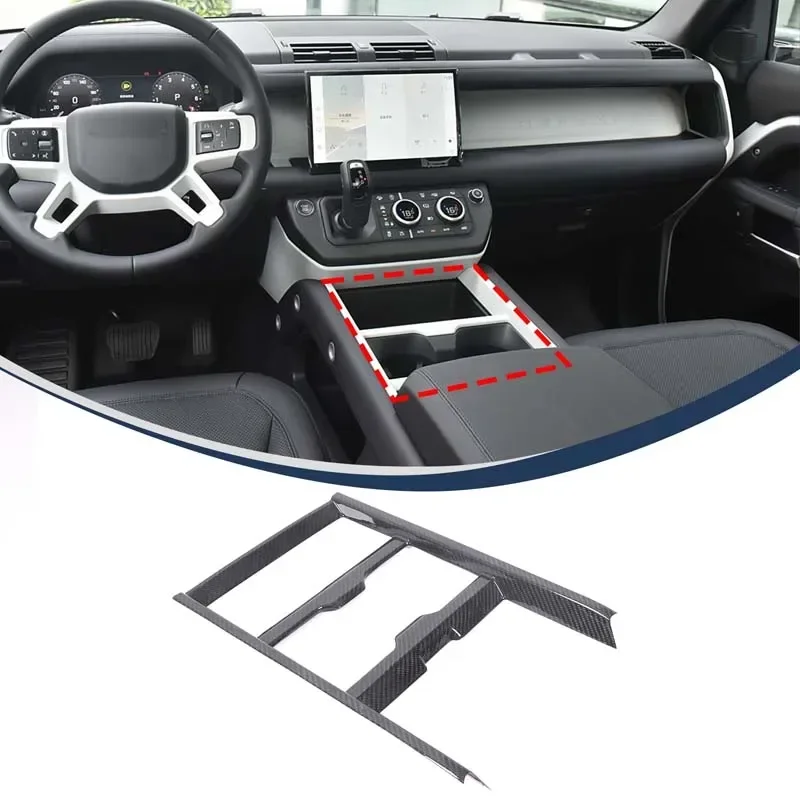 

1Pcs Real Carbon Fiber For Land Rover Defender 90 110 130 2025+Car central control gear panel decorative sticker car accessories