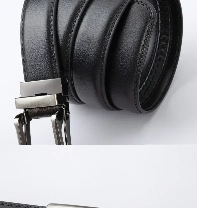 2025, Ledergürtel für Herren und Damen, 3,5 cm, mit hochwertiger Legierung, automatischer Schnalle, Unisex, klassische Business-Gürtel für Jeans – Detail 9