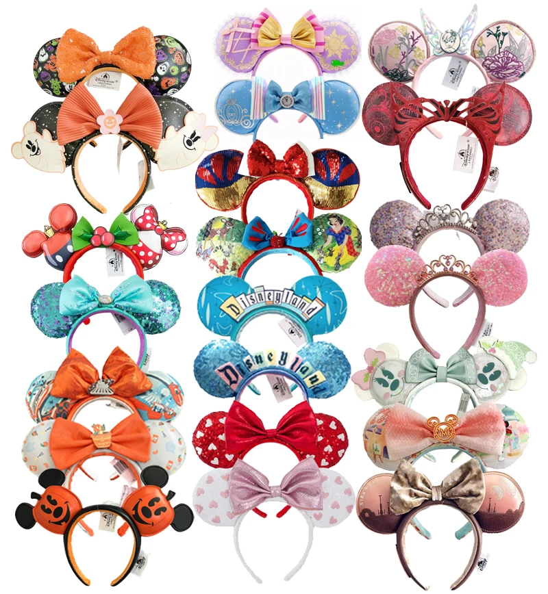 2026 미키 마우스 귀 머리띠 2025 신데렐라 라푼젤 공주 리본 미니 귀 머리 장식 성인 어린이 휴일 헤어밴드