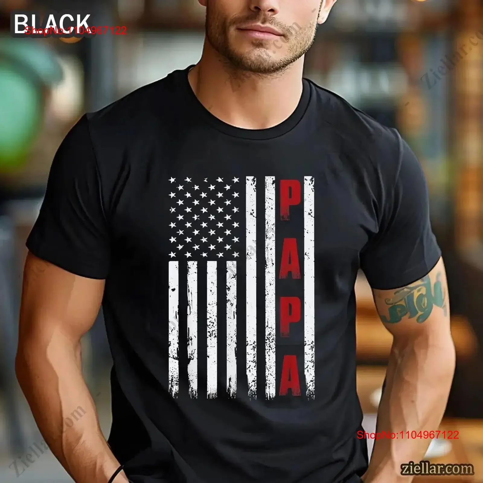

Papa T Shirt American Flag Father s Day from Grandkids Family vintage Washed graphic Soft fashion Top For Everyday Wear