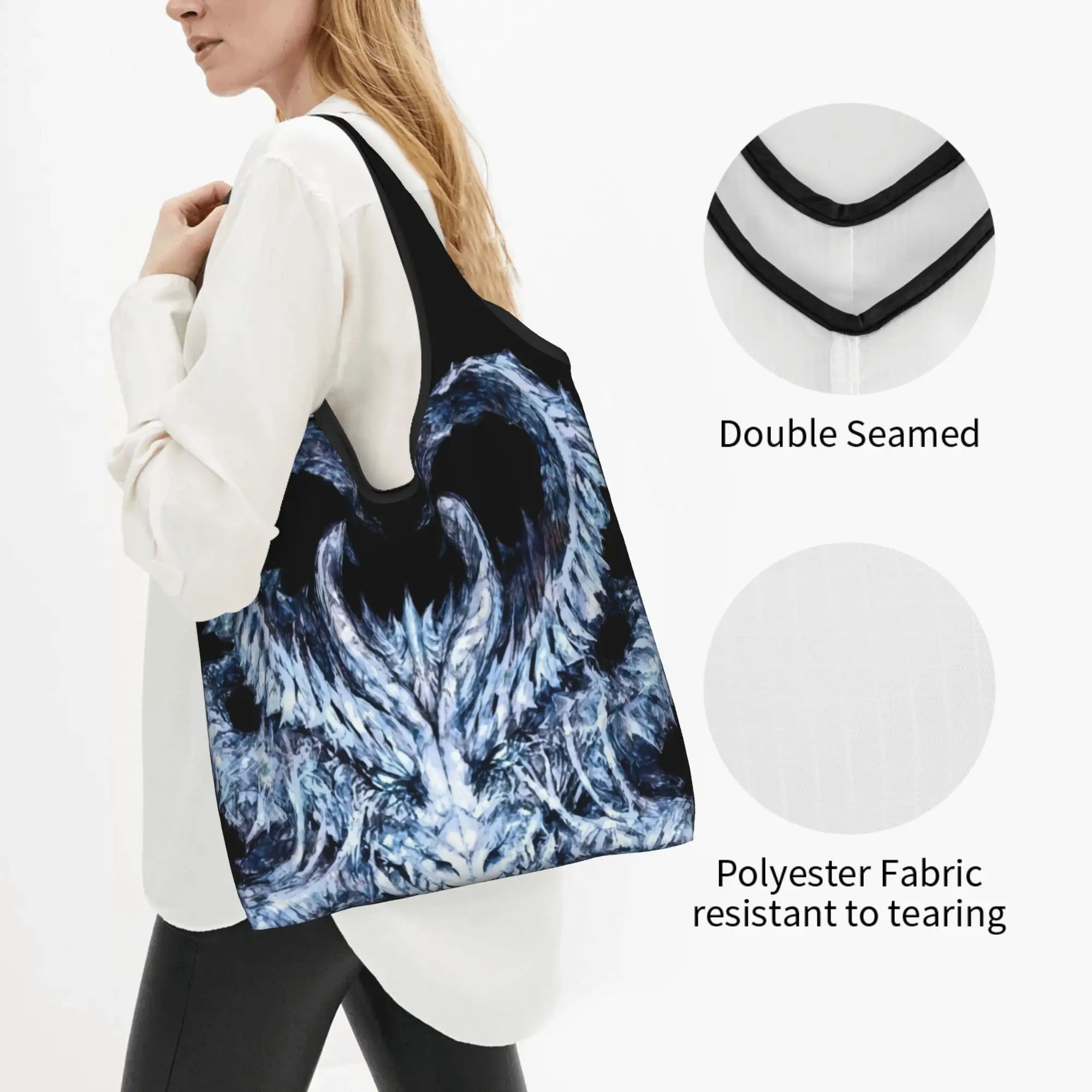 Custom D&D Dungeons & Dragons Fantasy Role Playing Game  Shopping Bag Women Portable Big Capacity Grocery  Tote Shopper Bags