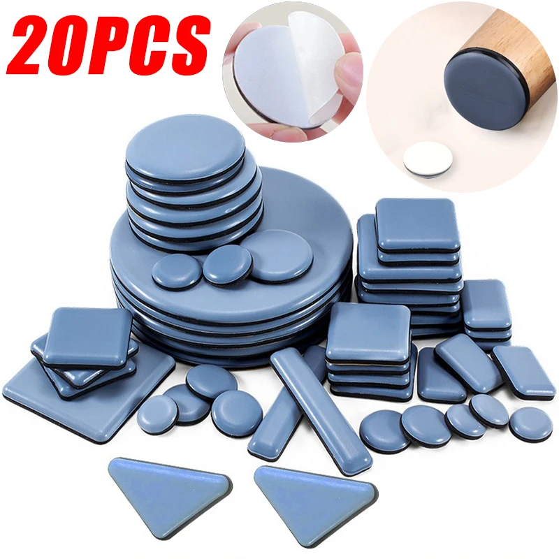 20PCS Möbel Sliders Füße Segelflugzeug Schiebe Pads Hause Möbel Gleiter PTFE Platz Boden Mover Pads Für Haushalts Hardware