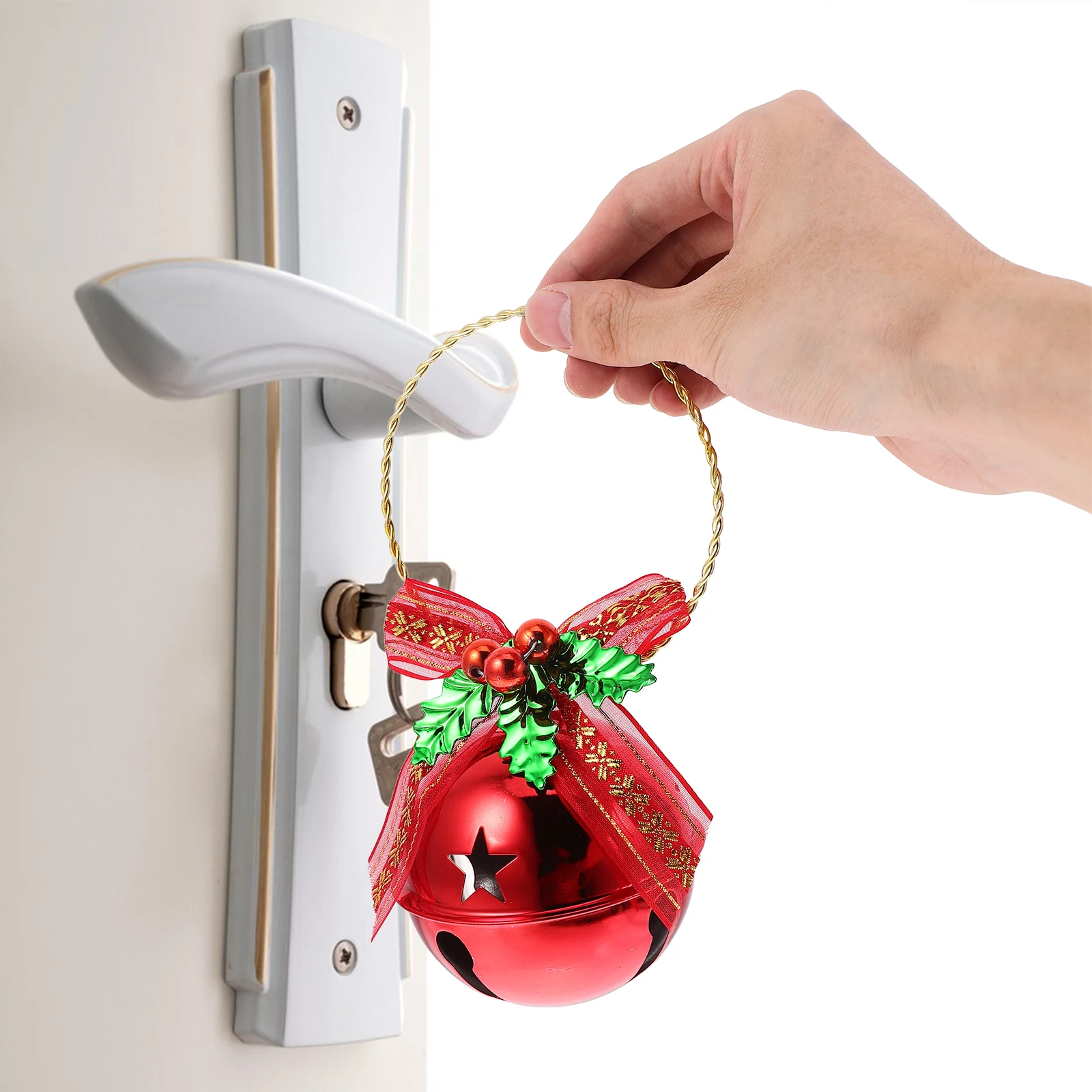 

1pc Vintage Decorations Christmas Tree Hanging Ornaments Door Handle Jingle Bells Festive Wedding Party Decor Linen