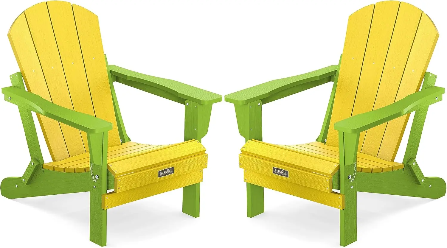 Folding Adirondack Chair Set of 2 for Patio Garden Outdoors Fire Pit-Yellow and Apple