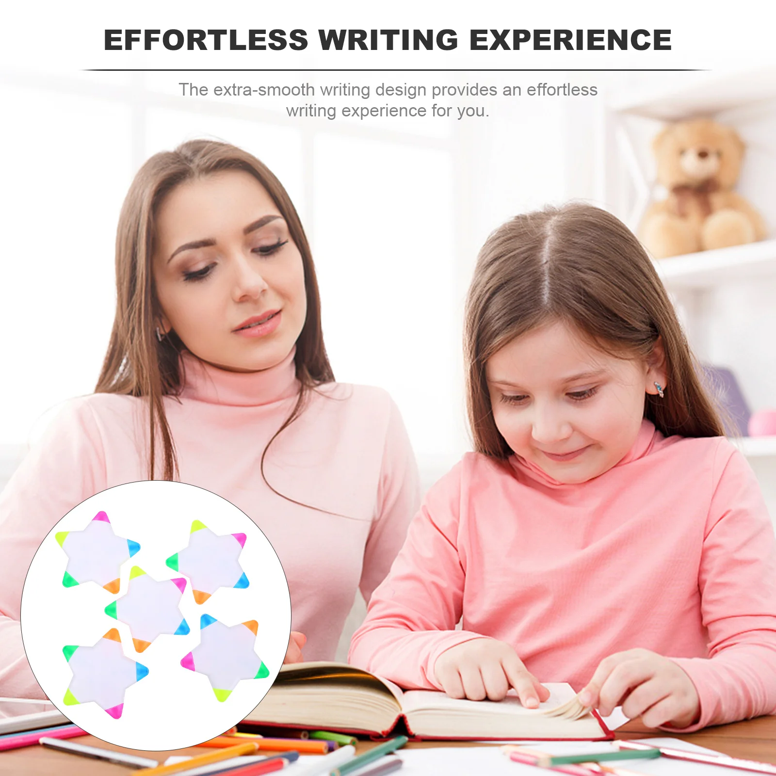 

5pcs Star Shape Fluorescent Pen Highlighter Marker For Student Writing Supplies Colorful Markers Smooth No Ink Leakage