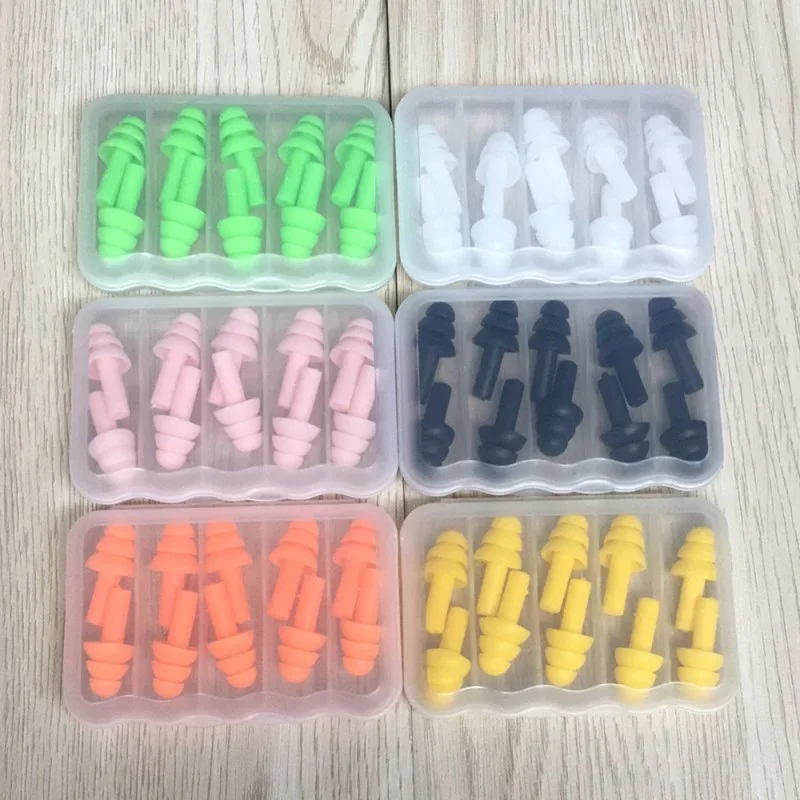 Soft Silicone Earplugs for Adults and Children Waterproof Swimming Earplugs Anti-Noise Ear Clips, Swimmers Diving 5Pairs per Box