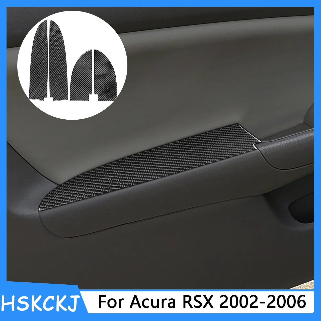 

For Acura RSX 2002 2003 2004 2005 2006 Door Armrest Panel Cover Real Carbon Fiber Sticker Car Interior Moulding Accessories