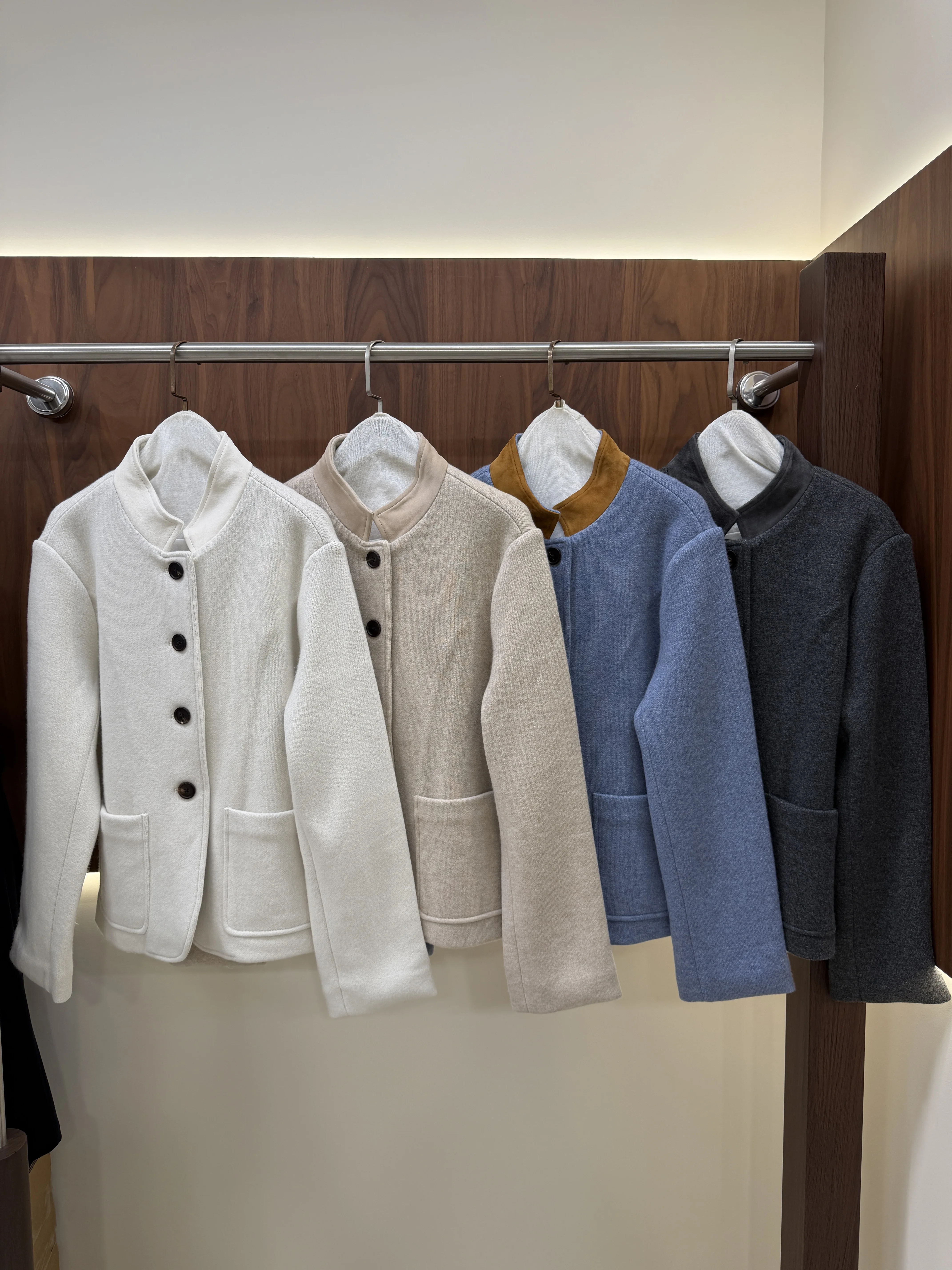 2026Women's Autumn/Winter Cashmere-Wool Knit Set: Stand-Collar Jacket and Wide-Leg Trousers