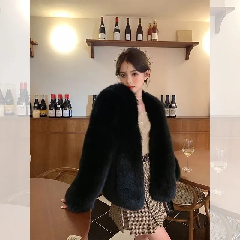 Formal Fur Jacket Women\'s Short Overcoat 2023 Autumn Winter New Loose Fox Mao Mao Fur Coats Female Thicken Warm Parker Coat