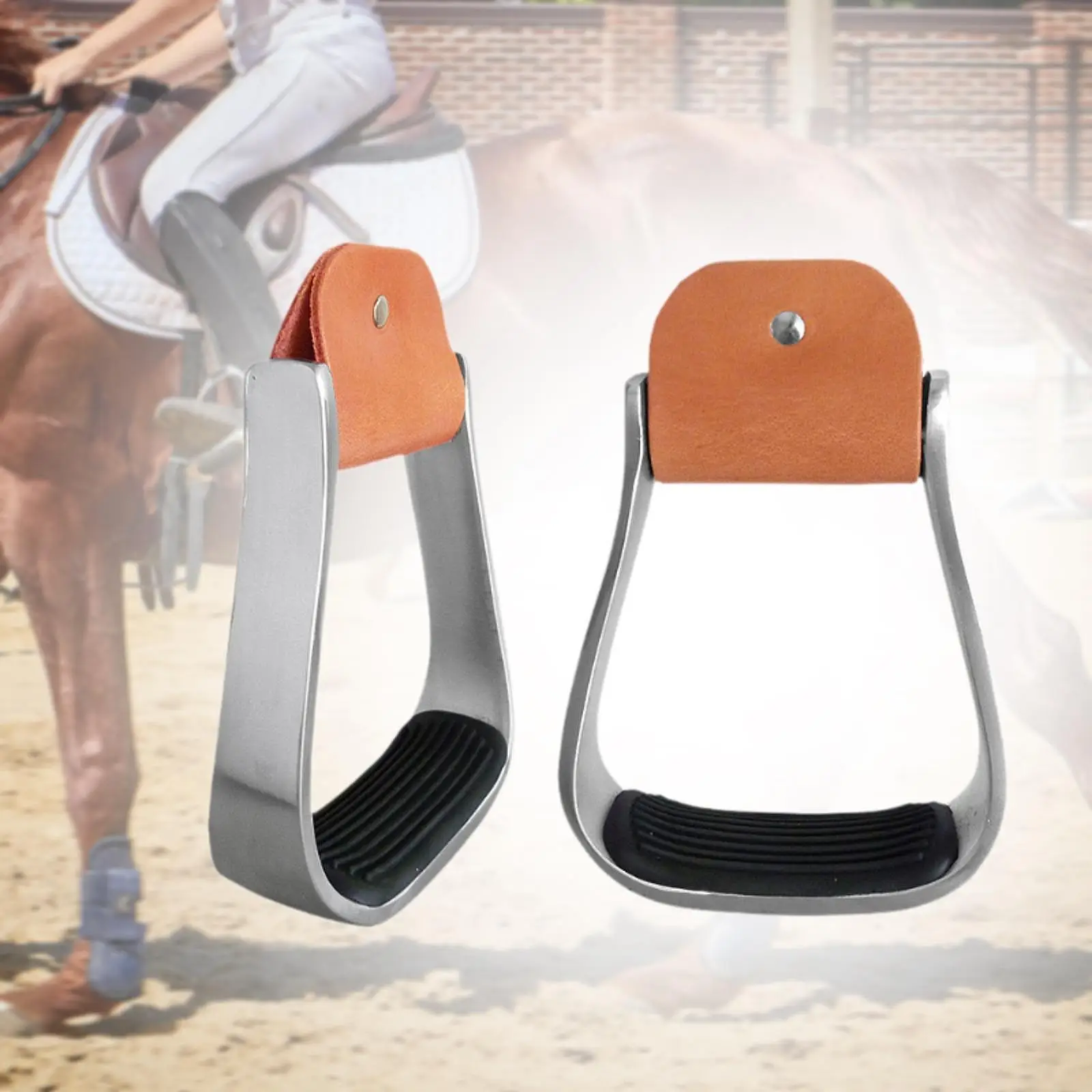 

2 Pieces Horse Riding Stirrups Training Tool Professional Equestrian Accessories Nonslip Pads Sturdy Western Stirrups for Saddle