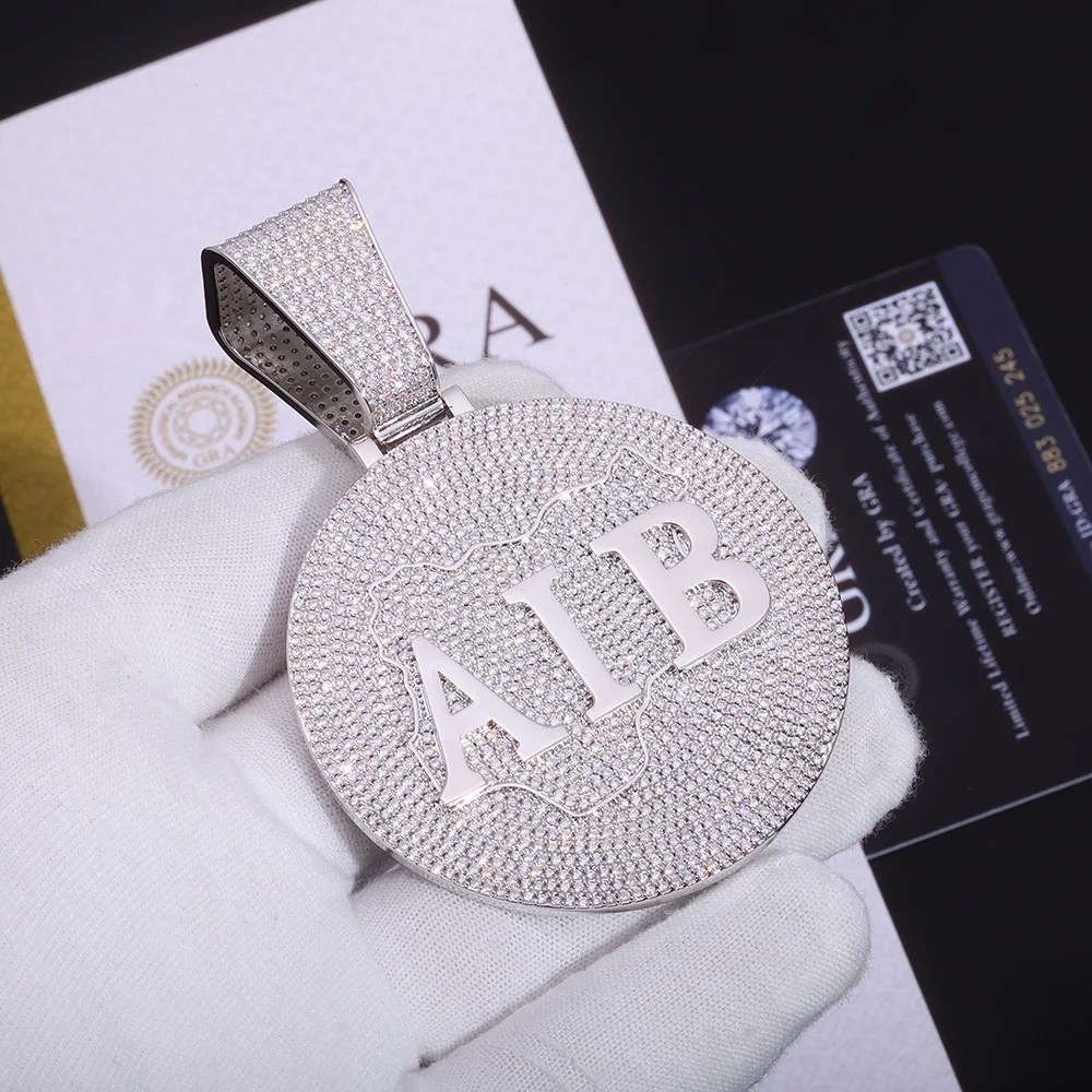 

Подвеска-буква HHIOK с муассанитом VVS, роскошная, в стиле хип-хоп, 60 мм, круглая, изысканные мужские украшения