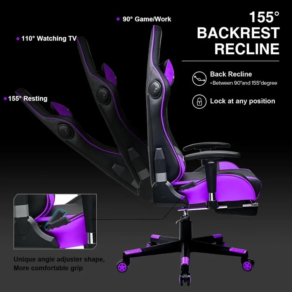 Chair with Speaker and Footrest Office Computer Chairs Music Video Gamer Chair Heavy Duty Ergonomic Computer Office Desk Chair