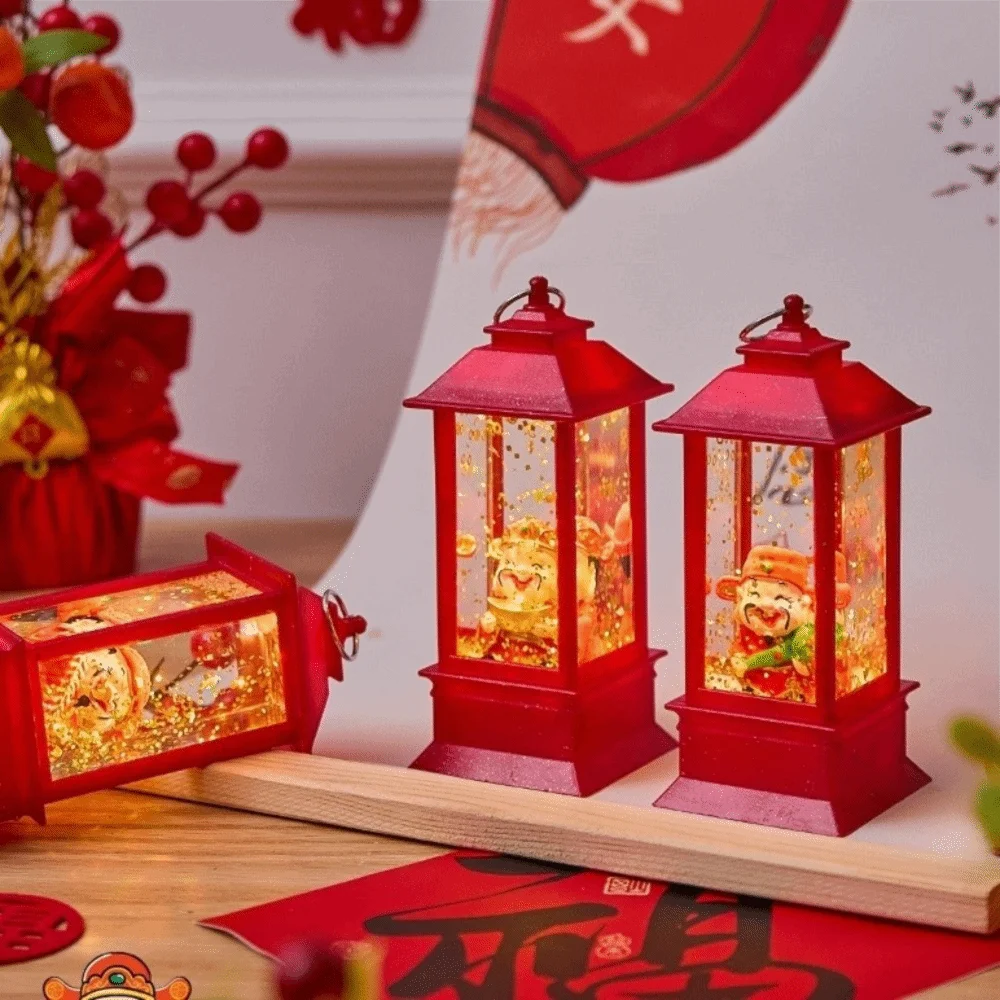 مصباح ليلي صغير للإله الثروة، زخرفة معلقة مضيئة، زينة السنة الجديدة، مصباح الرياح المحمول، مصباح جو سطح المكتب، غرفة النوم