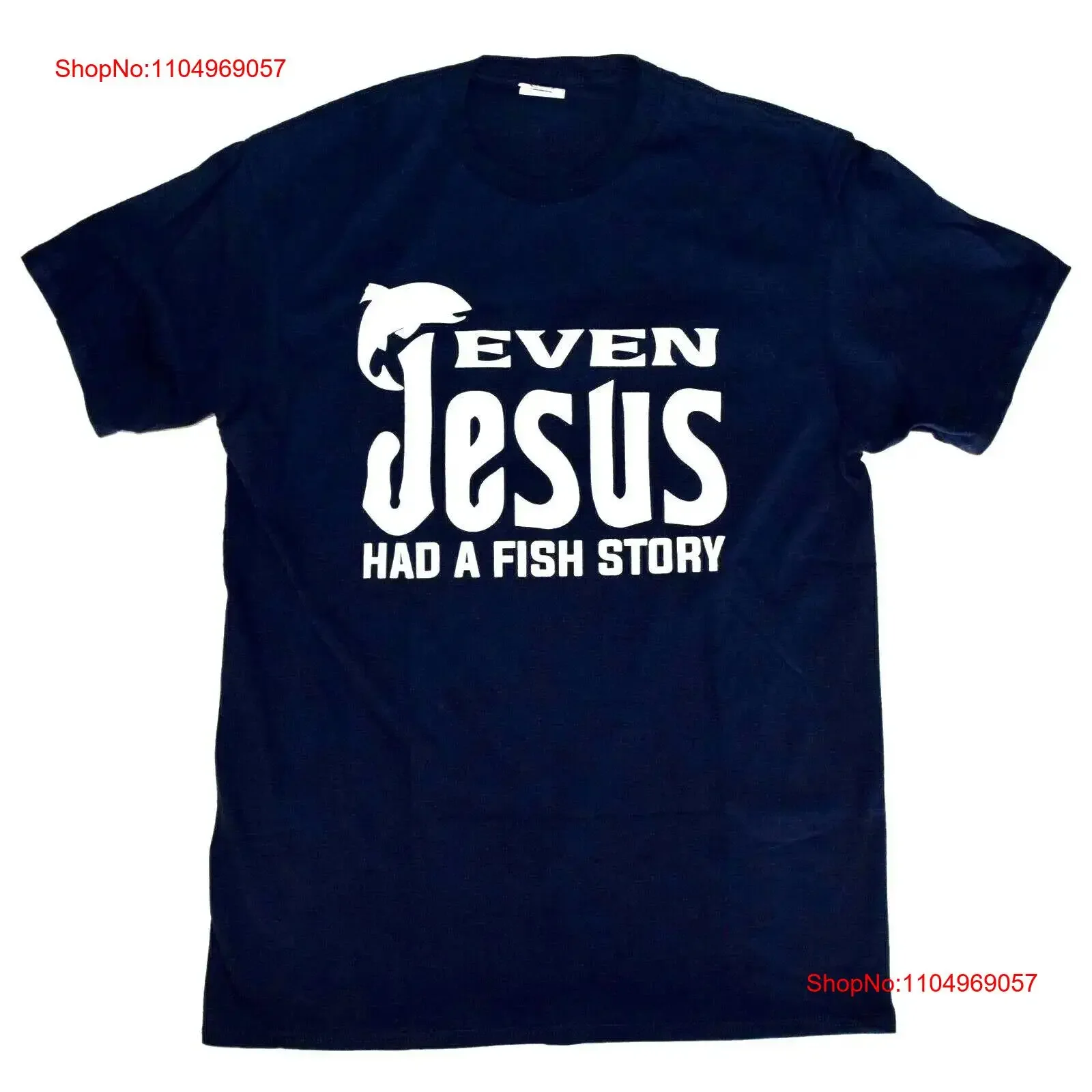 

Футболка Even JESUS Had a FISH STORY, мужская, размер, средний, темно-синий, забавная, новая, винтажная, стильная, дышащая, унисекс