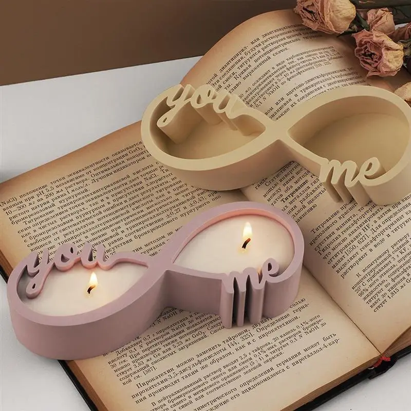 Love Couple Candle Cup Silicone Mold Ribbon Shape Candle Jar Gypsum Molds Valentine's Day You and Me Container Storage Can Mold