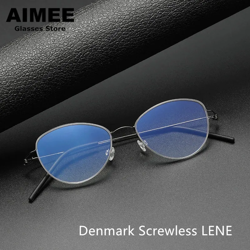 Denmark Brand Titanium Glasses Frame Men Women Oval Round Myopia Optical Eyewear Screwless Prescription Eyeglasses Frame LENE