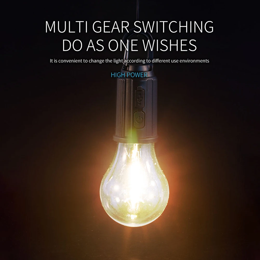 

Outdoor Tent Lamp with Hook Mini Hook Emergency Light Type C Charging Portable Lighting Lantern Waterproof for Hiking Fishing