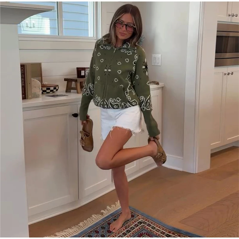 Knitted Jacquard Female Cardigan Sweater Zipper Loose Lapel Pocket Fashion Lady Sweaters 2026 Spring Street Long Sleeve Coat Top 30 Se13a9a1275764111898403b38e25536cW