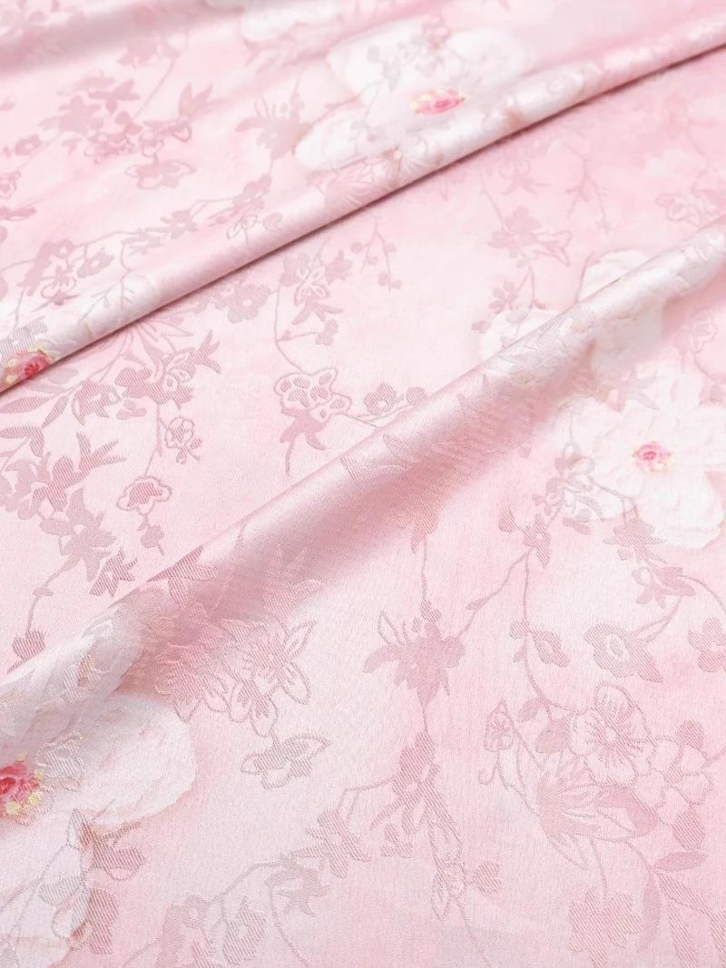 

Drape Skin Friendly Flower Printed Jacquard Fabric for Light Pink Cheongsam Dress Cloth Diy By The Meter Sewing Material