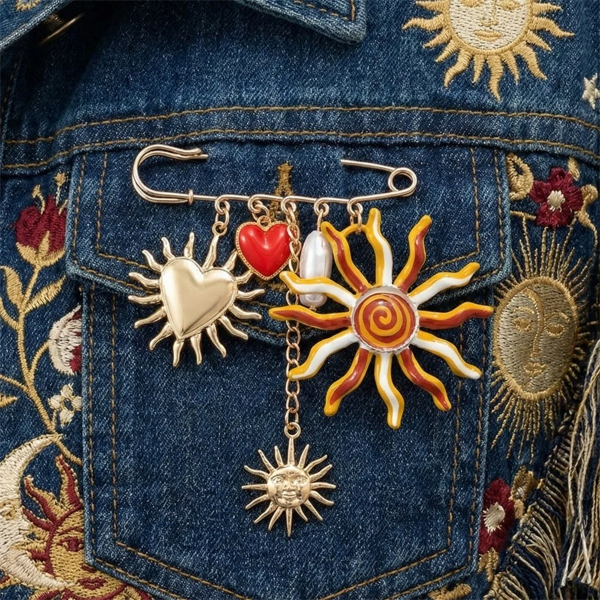 Metall-Muschel-Fisch-Broschen mit unregelmäßigen Imitationsperlen für Damen und Herren, Hummer-Korallen-Blumen-Krabben-Herz-Sonnen-Anstecknadeln, Sommerschmuck – Detail 14