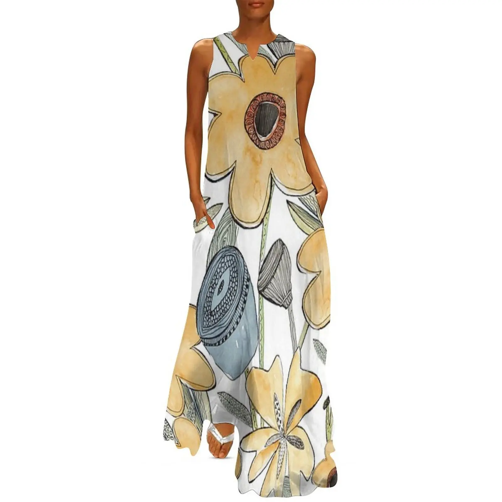 

Whimsy Watercolor Flowers Long Dress dress for women 2025 summer clothes for women Dresses for wedding party