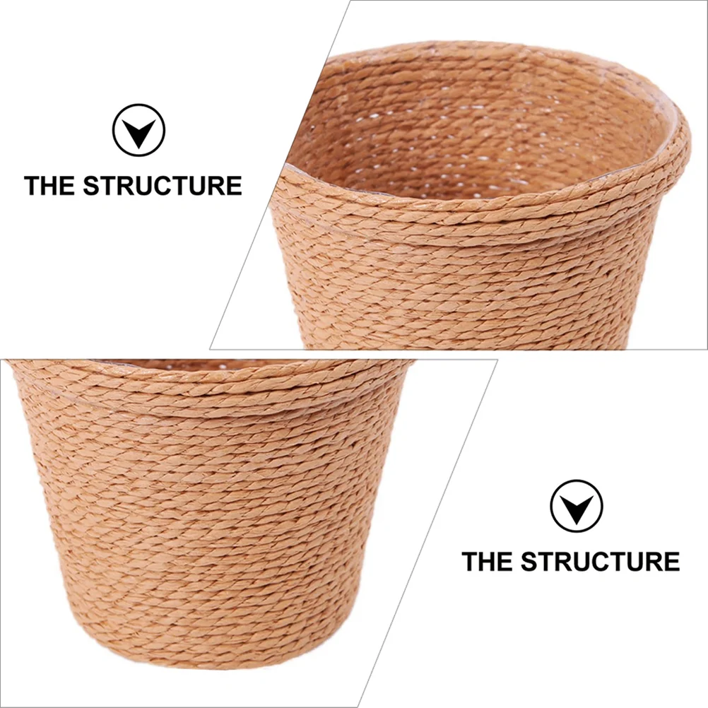 Wicker Storage Baskets with Lids Straw Flower Pot Indoor Plant Succulent Planter Vase