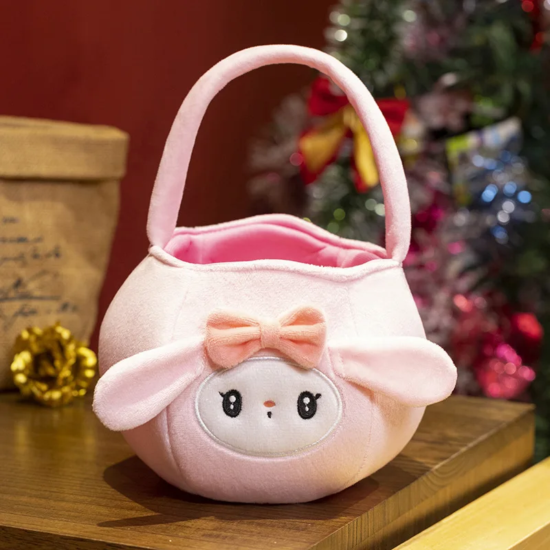 2023 New Sanrio Cartoon Anime Kuromi My Melody Plush Halloween Pumpkin Basket Candy Kawaii Shoulder Bag Children Handbag Gifts