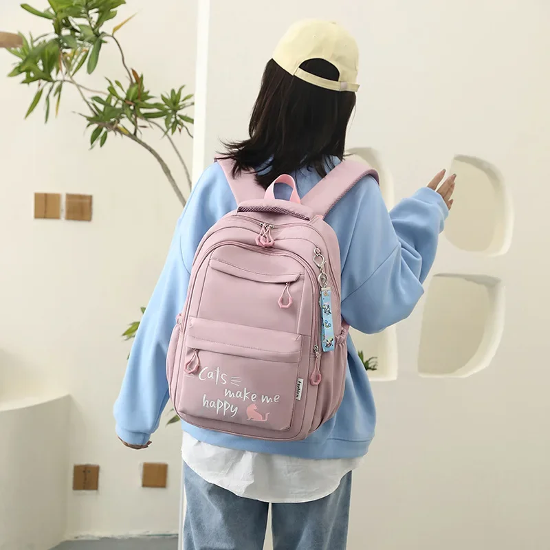 Fengdong Kawaii school Backpack for Girls cute School Bags Waterproof bookbag Teens College Student Large Travel Shoulder Bag