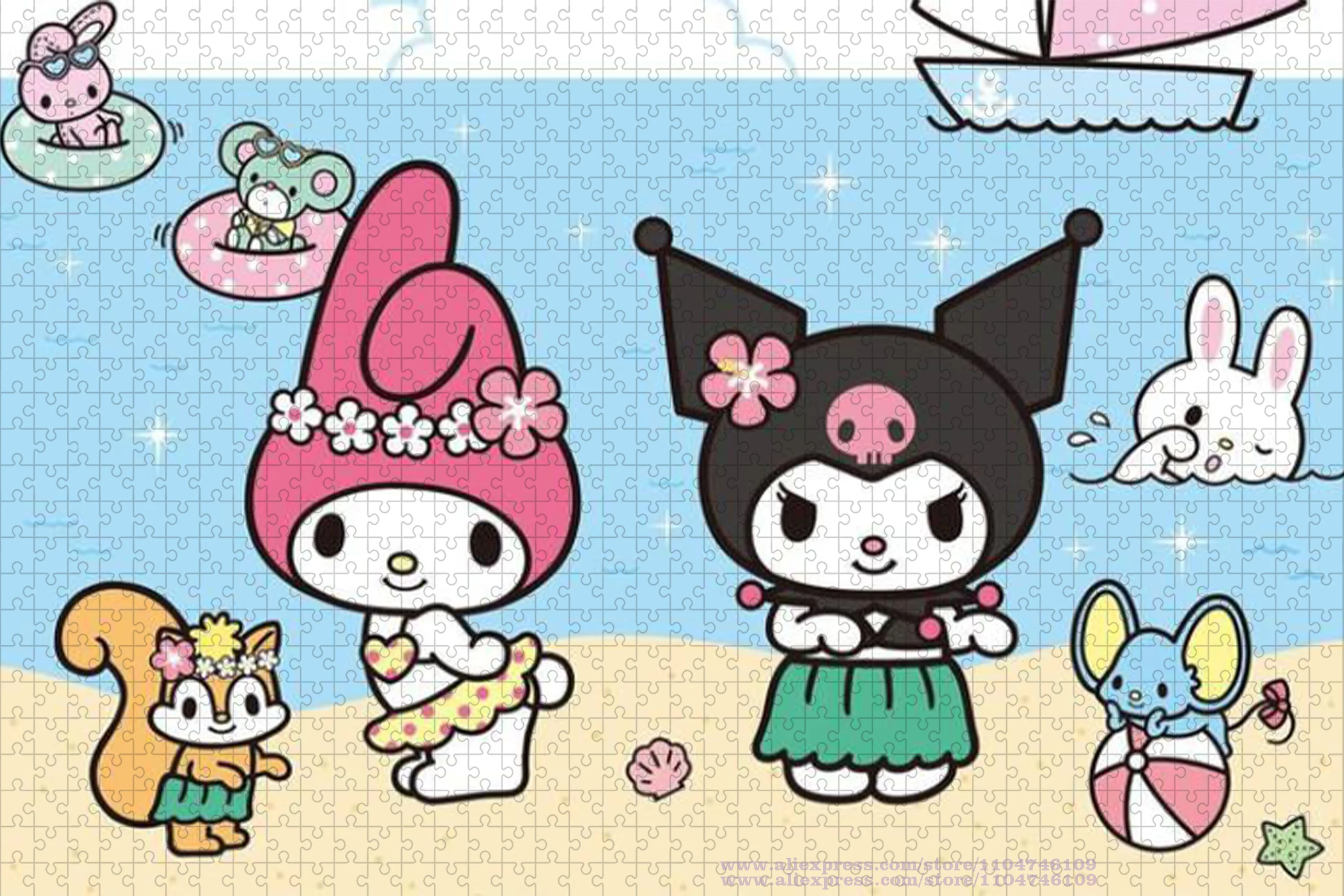 Sanrio My Melody & Kuromi ปริศนาจิ๊กซอว์การ์ตูนอะนิเมะ 108/200/300/500/1000/1500 ชิ้นปริศนาปัญญาสําหรับเด็กและผู้ใหญ่