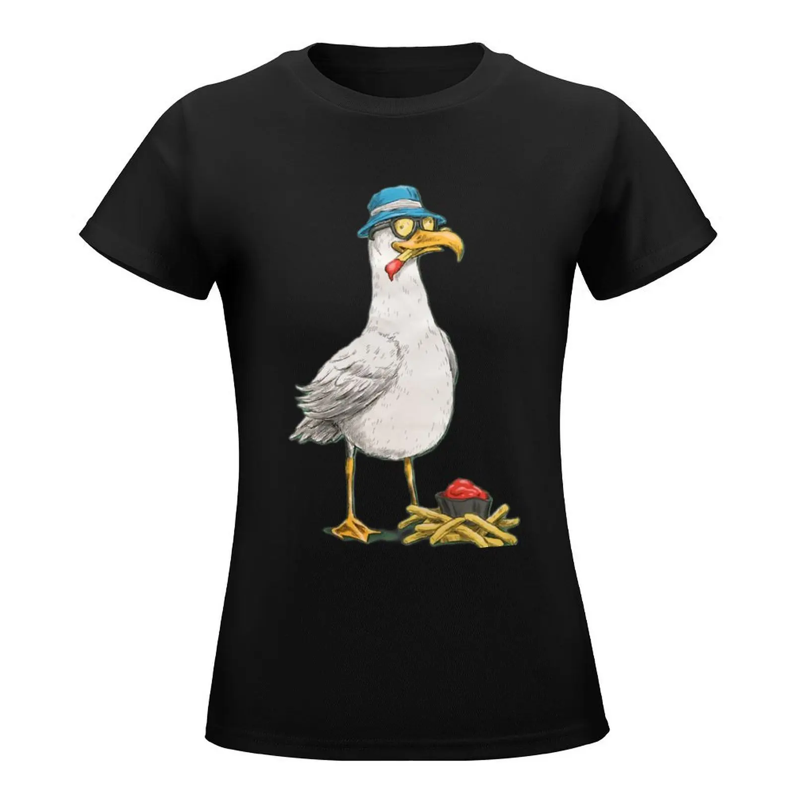 Seagull with fries T-Shirt funny plus size tops summer tops oversized workout shirts for Women