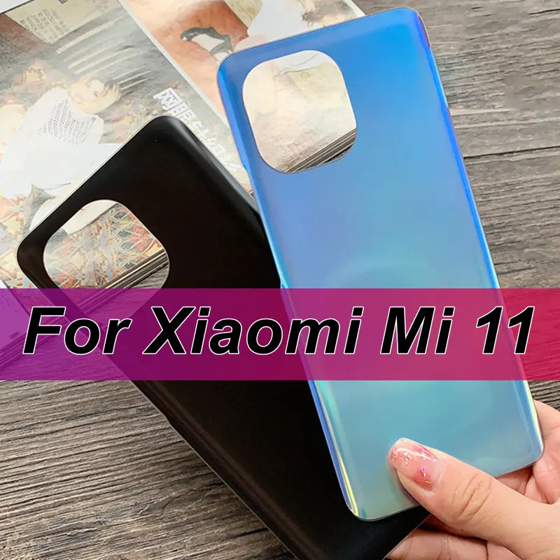 Plastic Glass Back Cover For Xiaomi Mi 11 Battery Cover Panel Rear Housing Door Case Replacement+Adhesive M2011K2C M2011K2G