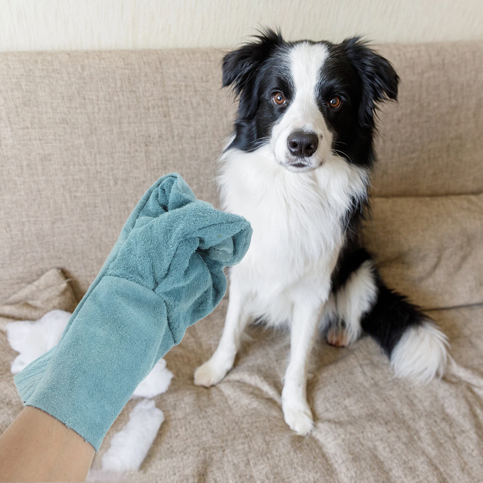 

Pet Anti Gloves Bite Resistant Dog Training Protective Single Layer Cowhide Scratch Dog Anti Bite Glove Proof Pet Supplies