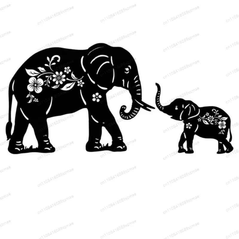 Iron Elephant Silhouette Garden Stake, Animal Metal Craft Decoration for Lawn & Outdoor Yard